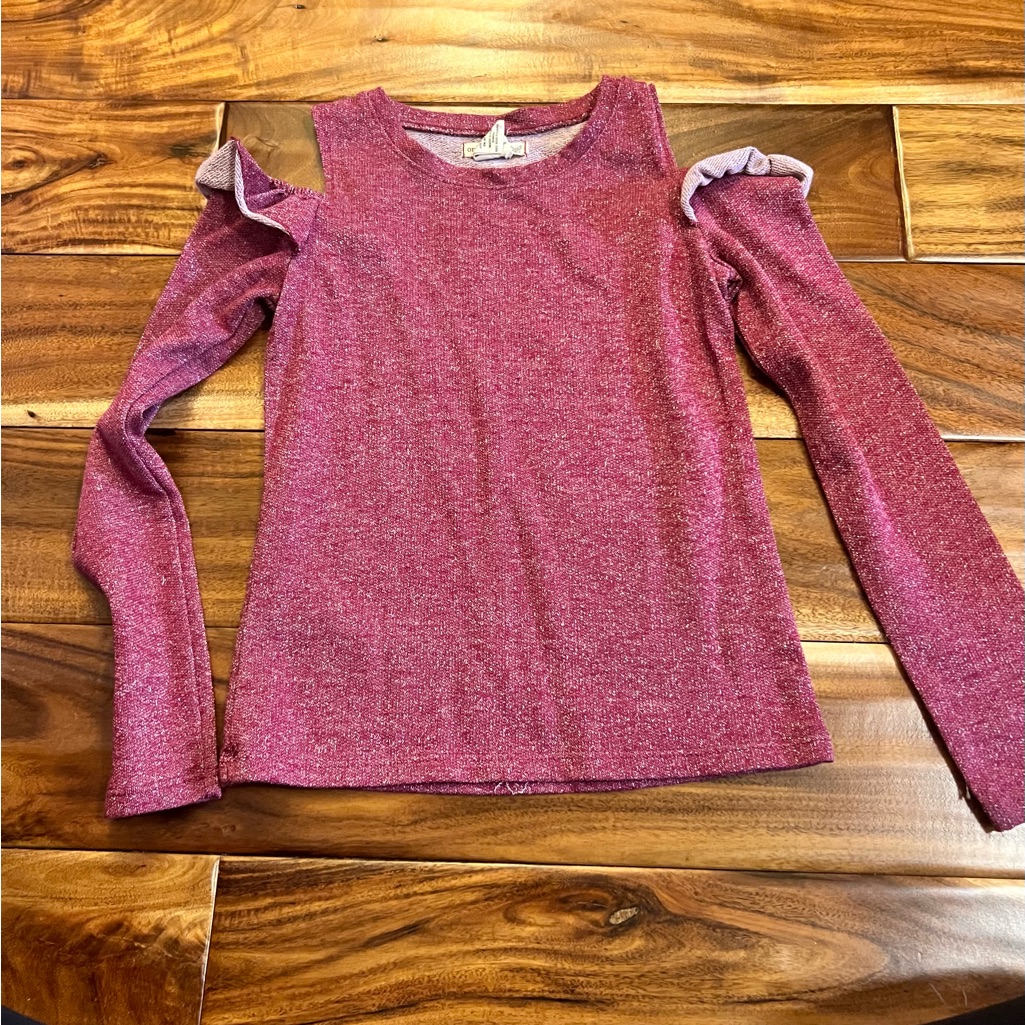 Girls Purple Cold Shoulder Sweater Size 6x One Step Up Brand